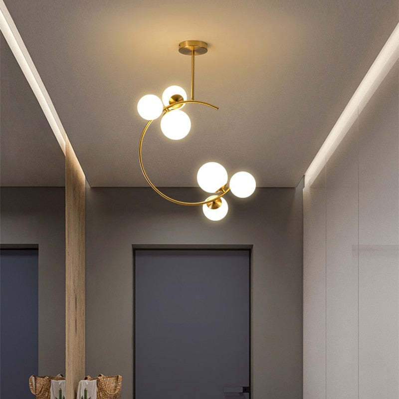 Liperir Modern Glass Globe Pendant Light, Metal & Glass, 3 Style