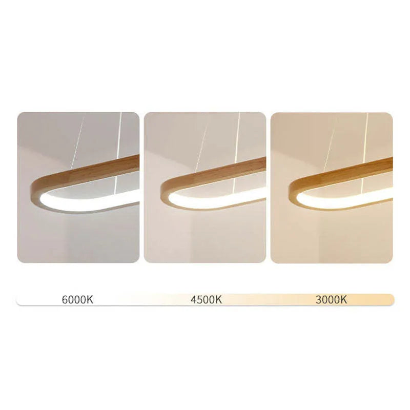 Lyraen Contemporary Oval Wooden Pendant Light-Neutral Decor