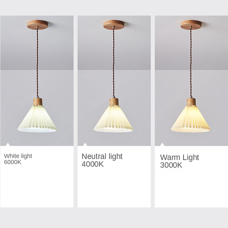 Kebined Pendant Light Umbrella Shape Art, Wood, White, Bedroom