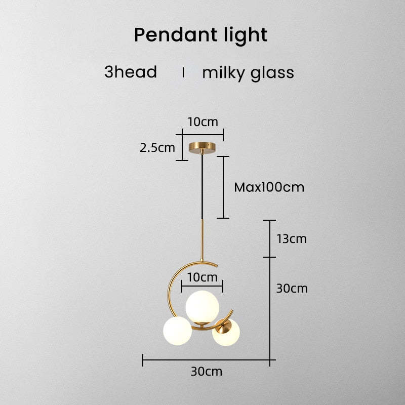 Liperir Modern Glass Globe Pendant Light, Metal & Glass, 3 Style