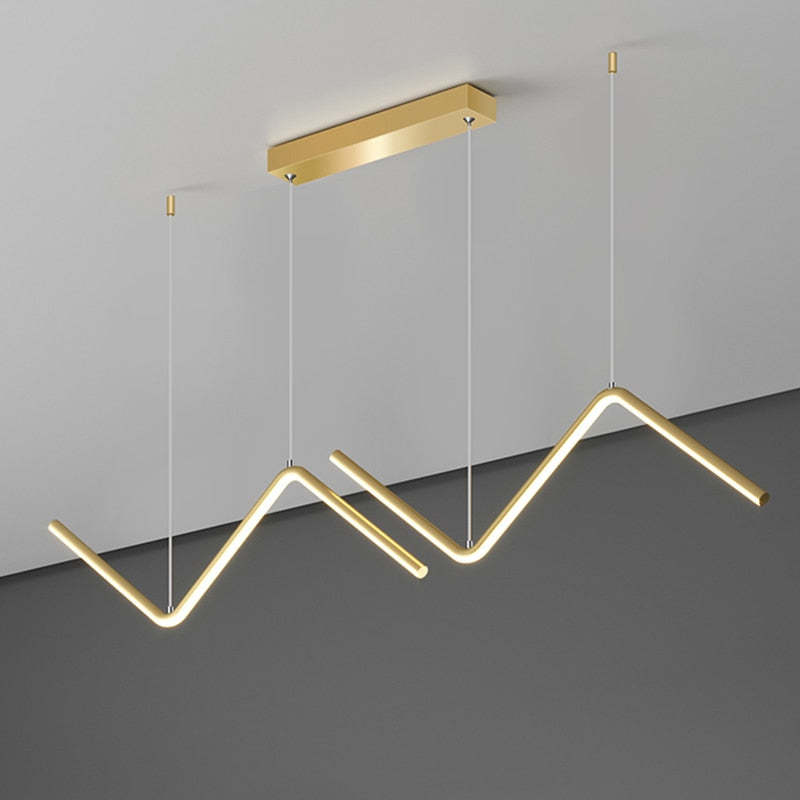 Daragin Modern Wavy linear Pendant Light Double, Black/Gold