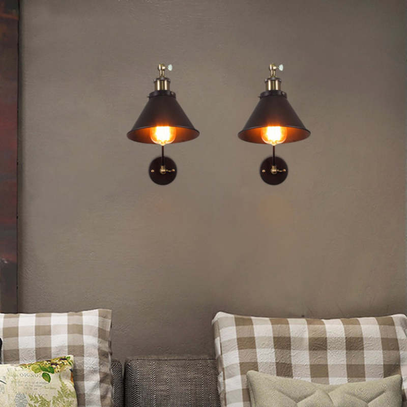 Cigoked Retro Wall Lamp with Swing Arm, Metal, Black & Gold