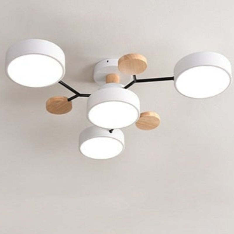 Cumalik Ceiling Light, Wood Round for Living Room