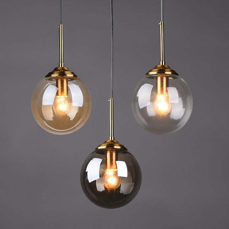 Wobirer Designer Bubble Glass Pendant Light, Smoke/Clear/Amber