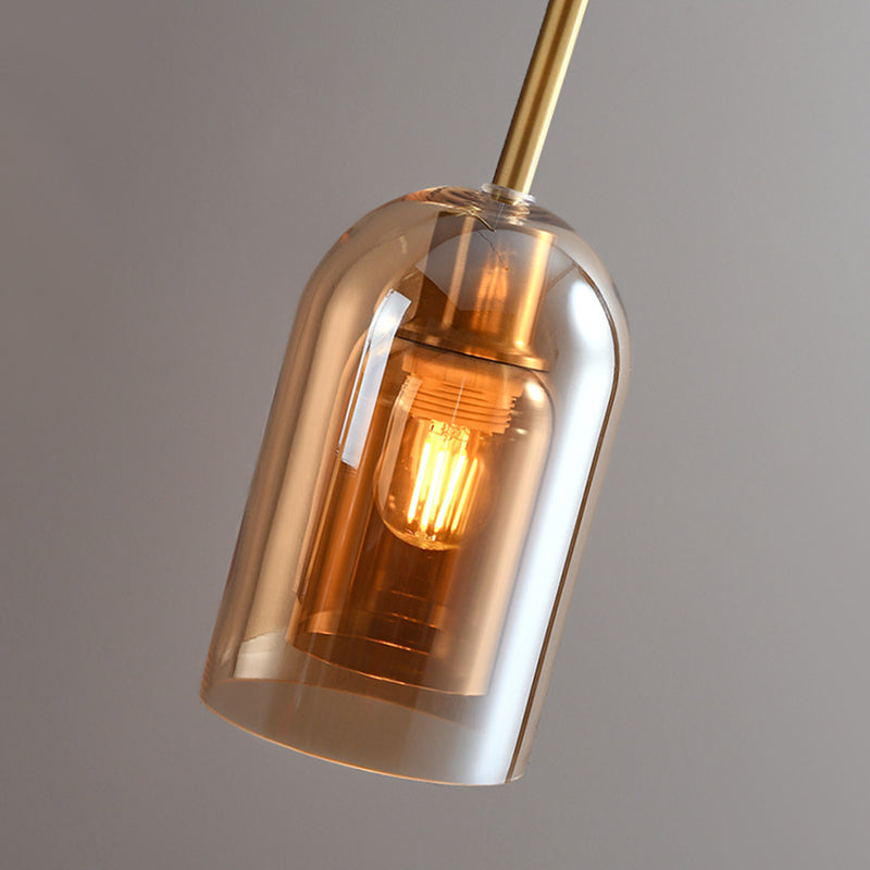 Kuturar Modern Cylinder Semi-Flush Mount Clear Glass Ceiling Light, Cognac/Grey
