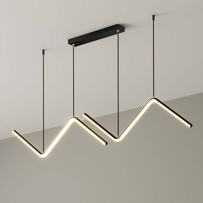 Daragin Modern Wavy linear Pendant Light Double, Black/Gold