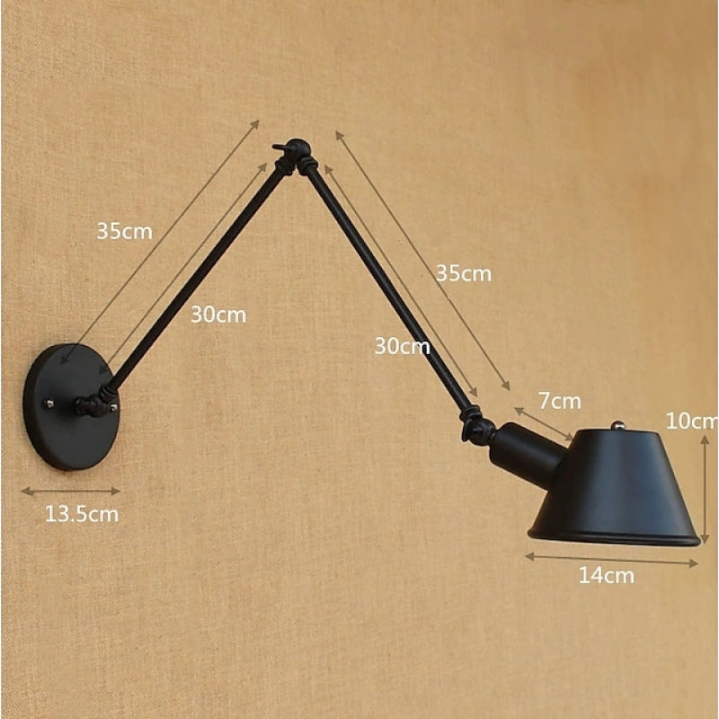 Maninek Rotatable Wall Lamp with Swing Arm, Black/Rust