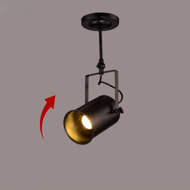 Tudelir Vintage Adjustable Semi-Flush Mount Ceiling Light, Black