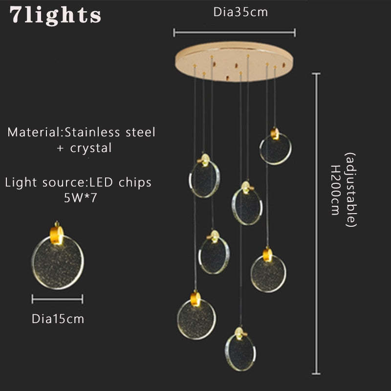 Devikir Luxury Circular Ripple Round Crystal Golden Chandelier