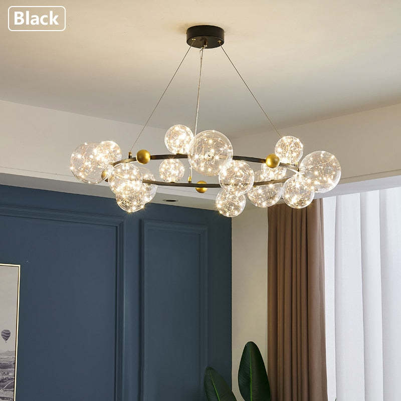 Husotim Art Deco Luminous Sphere Cluster Glass Pendant Light