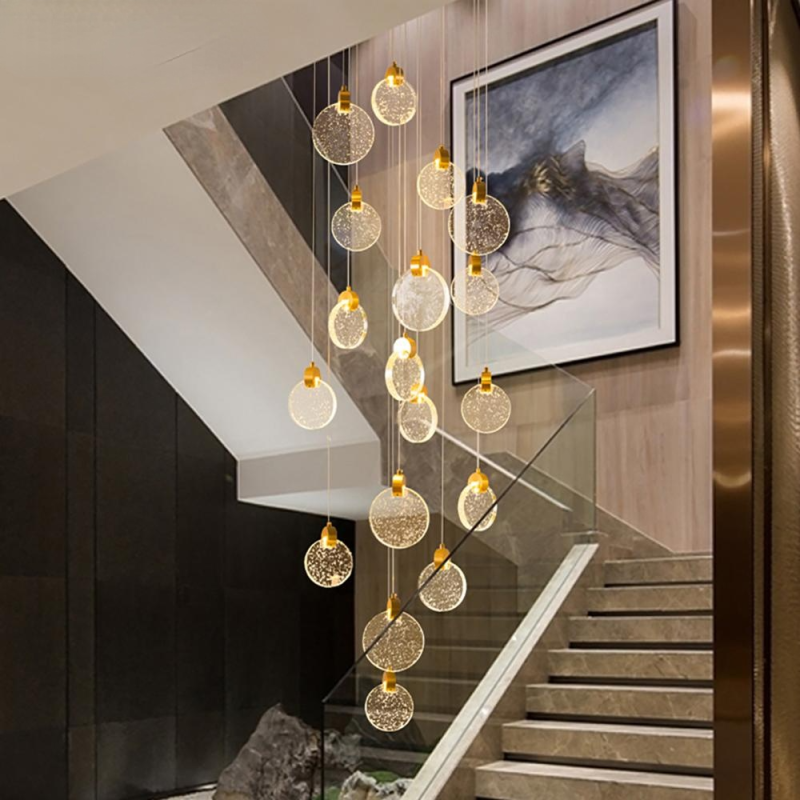 Devikir Luxury Circular Ripple Round Crystal Golden Chandelier