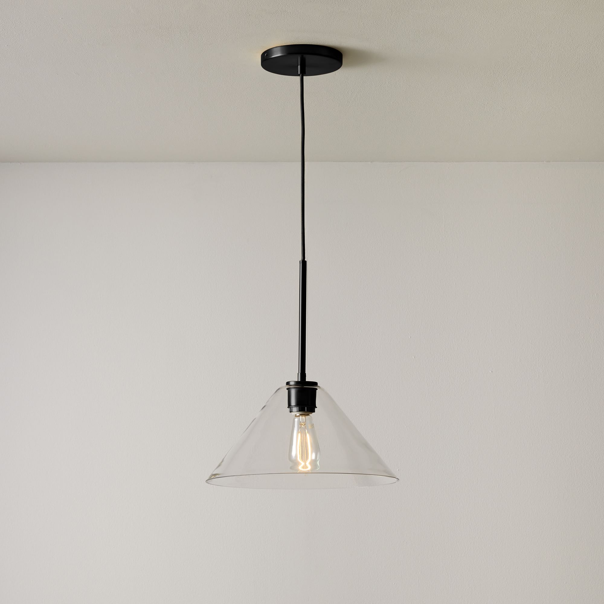 Cone Milk Clear Glass Cone Pendant Light for Kitchen