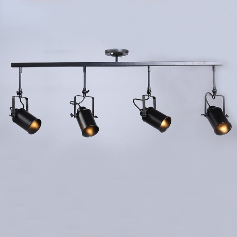 Tudelir Vintage Adjustable Semi-Flush Mount Ceiling Light, Black