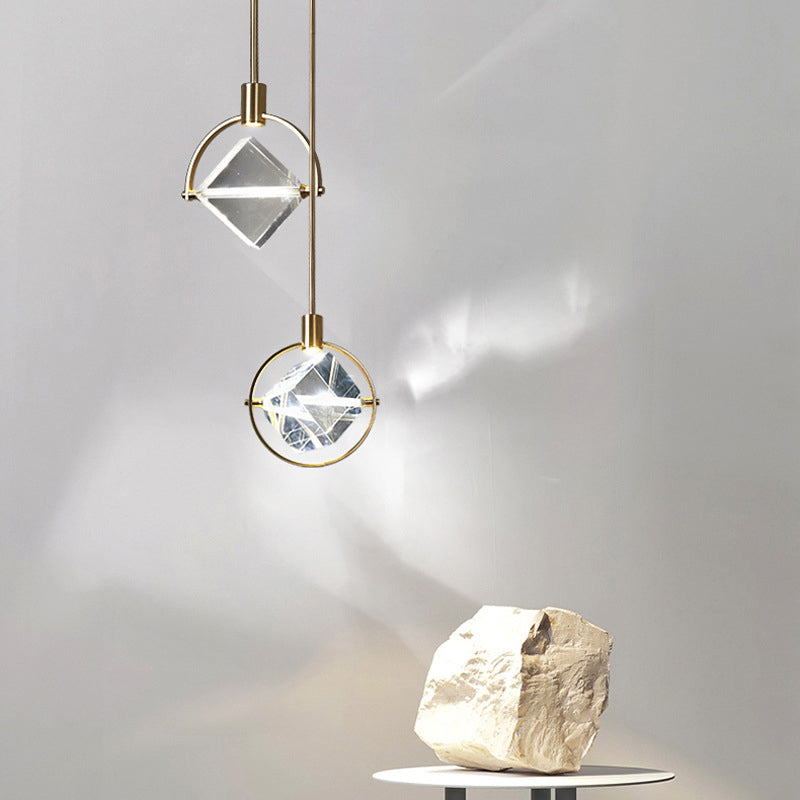 Samiror Modern Luxury Geometry Metal/Crystal Pendant Light, Gold