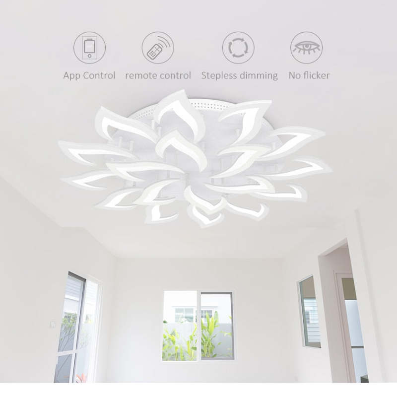 Cakatel Elegant Flower Flush Mount Ceiling Light, White/Black