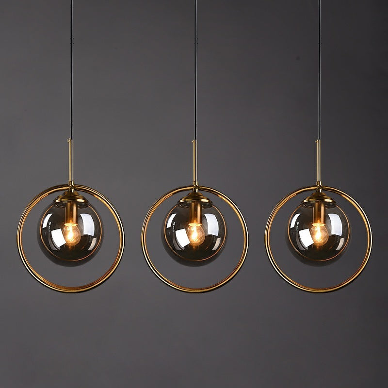 Zoey Glass Pendant Light with a Metal Ring
