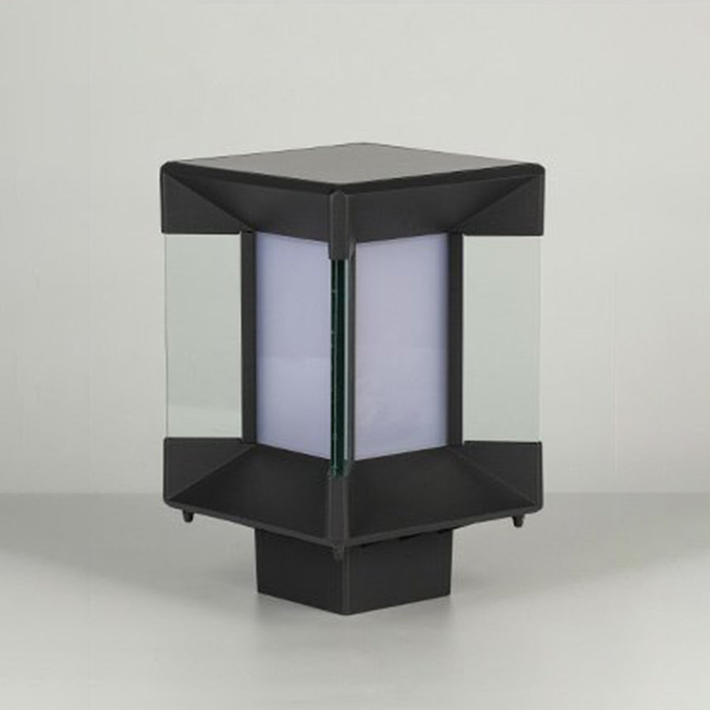Piluger Modern Rectangular Metal Glass Outdoor Lamp, Black/Black-Gold