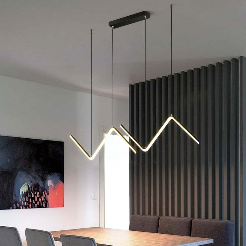 Daragin Modern Wavy linear Pendant Light Double, Black/Gold