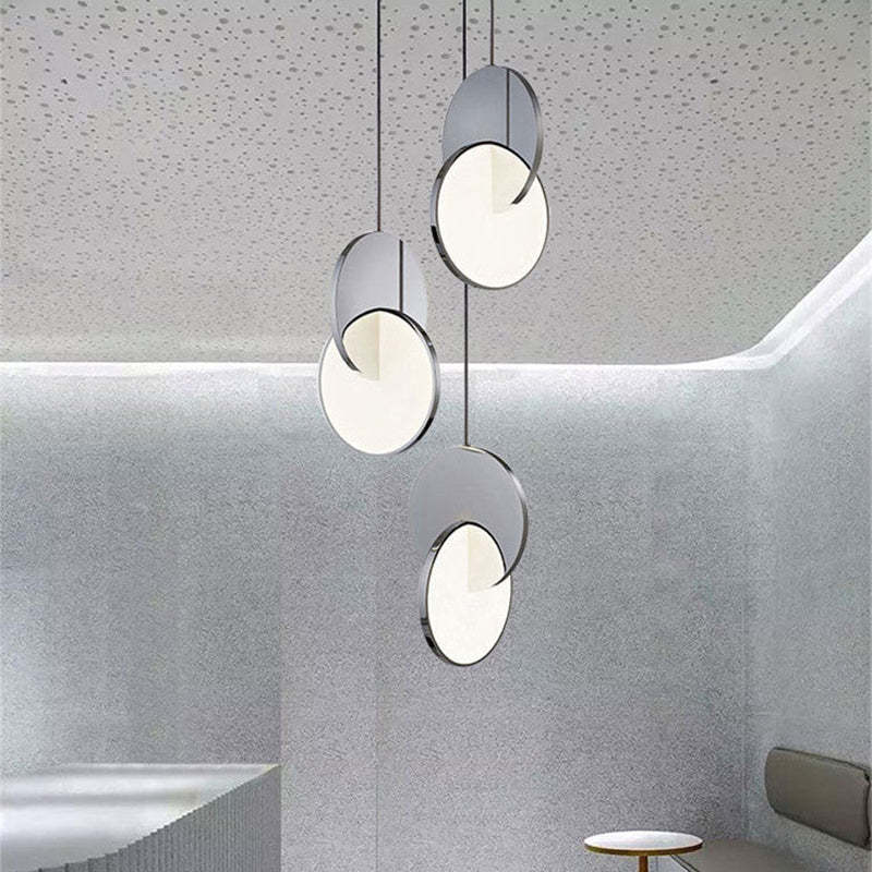 Ceripis Pendant Light, Disc, Gold/Silver