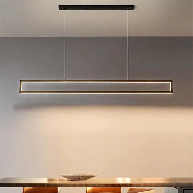 Gesurar Modern Metal Vertical Rectangular Pendant Light, Black