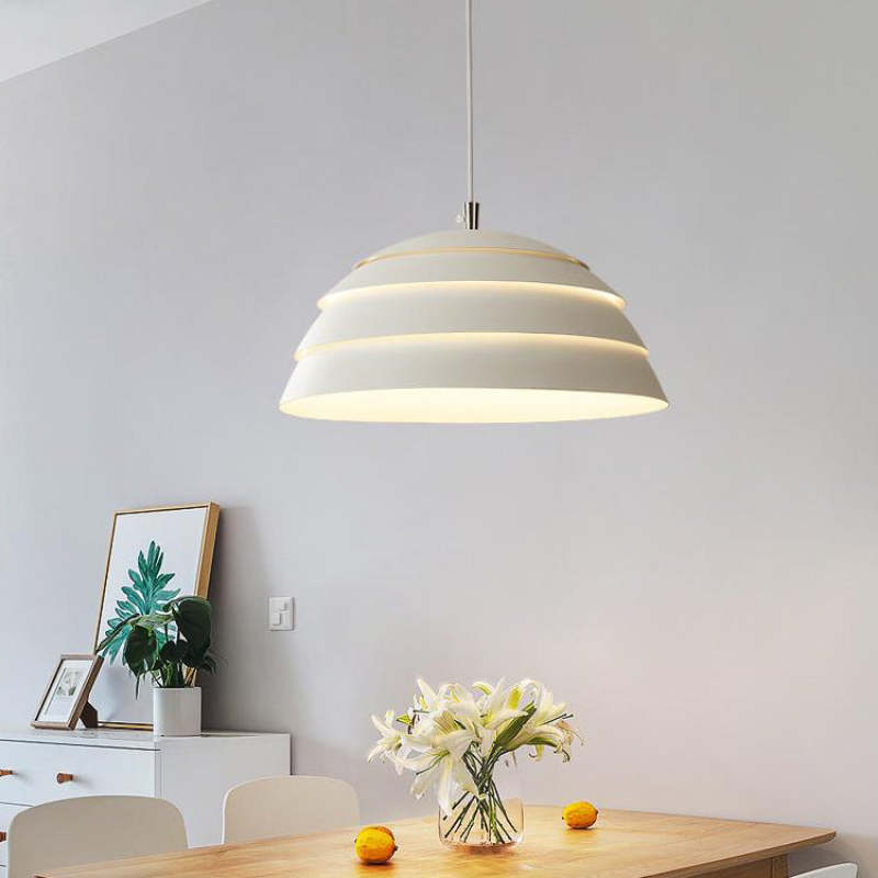 Godamot Design Semi-Globe Metal Pendant Light, Black/White
