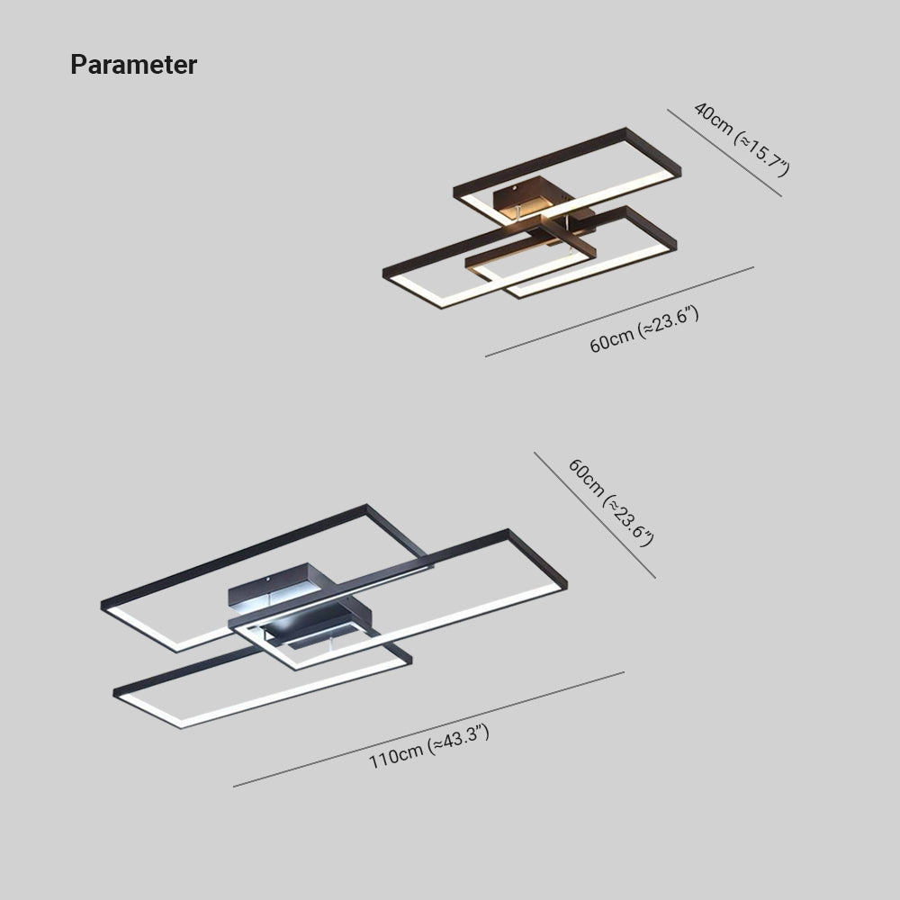 Sevabos Rectangular Flush Mount Ceiling Light, 2 Colour