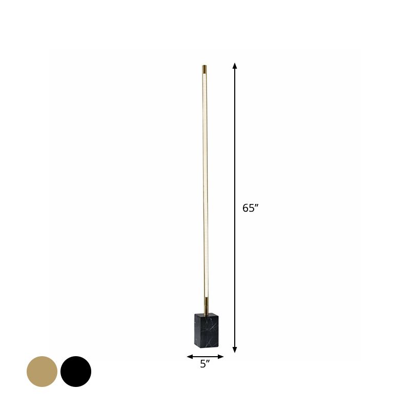 Jupetar Minimalist Linear Floor Lamp, Black/Gold, Metal/Marble
