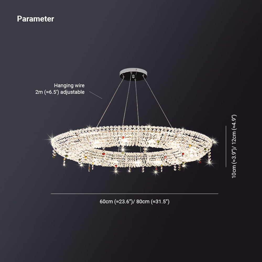 Zukomes Luxury Round Crystal Pendant Light for Living Room/Dining Room