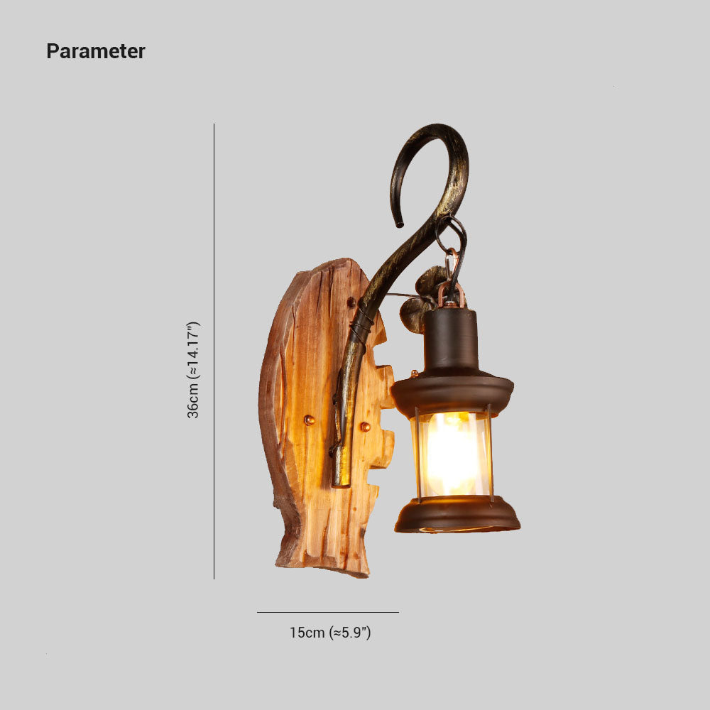 Hodenok Wall Lamp Fish Shape Vintage, Wood/Metal, Bedroom