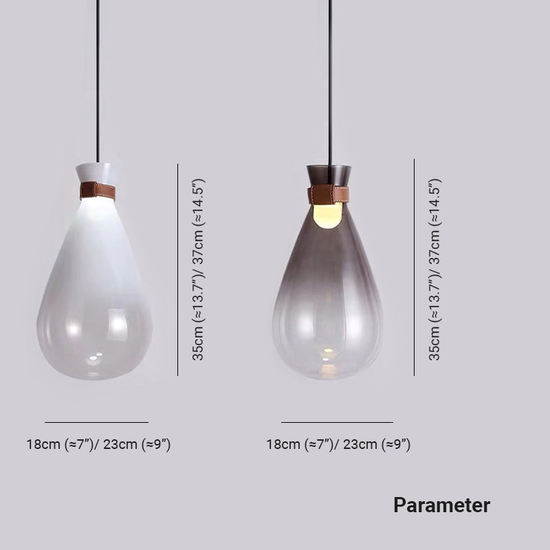 Jaroduk Minimalist Teardrop Shaped Glass Pendant Light, Smoke Gray/White