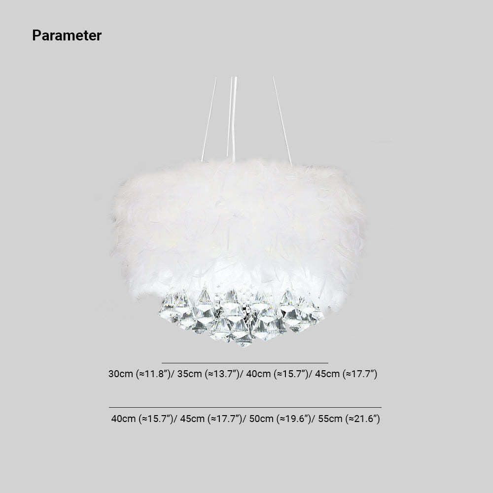 Haborum Modern Luxury Round Chandelier, Feather/Crystal, White