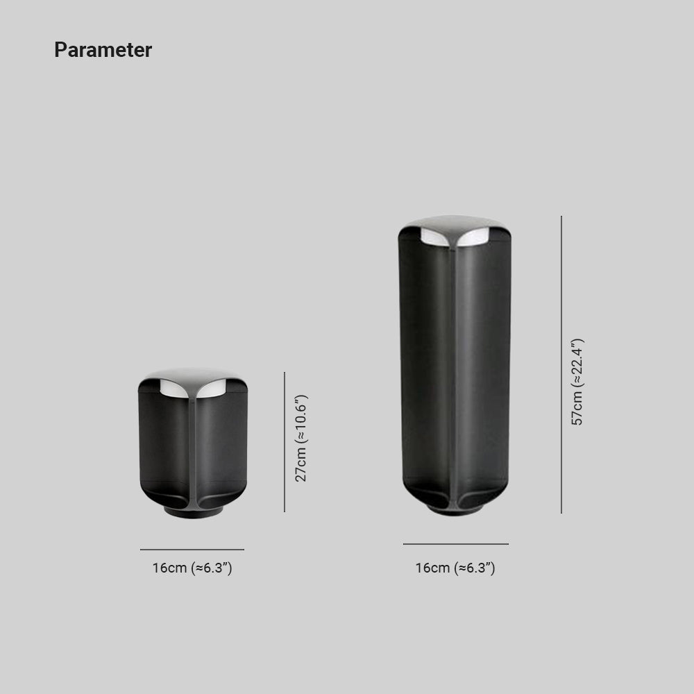 Tilobul Minimalist Cylinder Outdoor Floor Lamp, Metal/Glass, Black