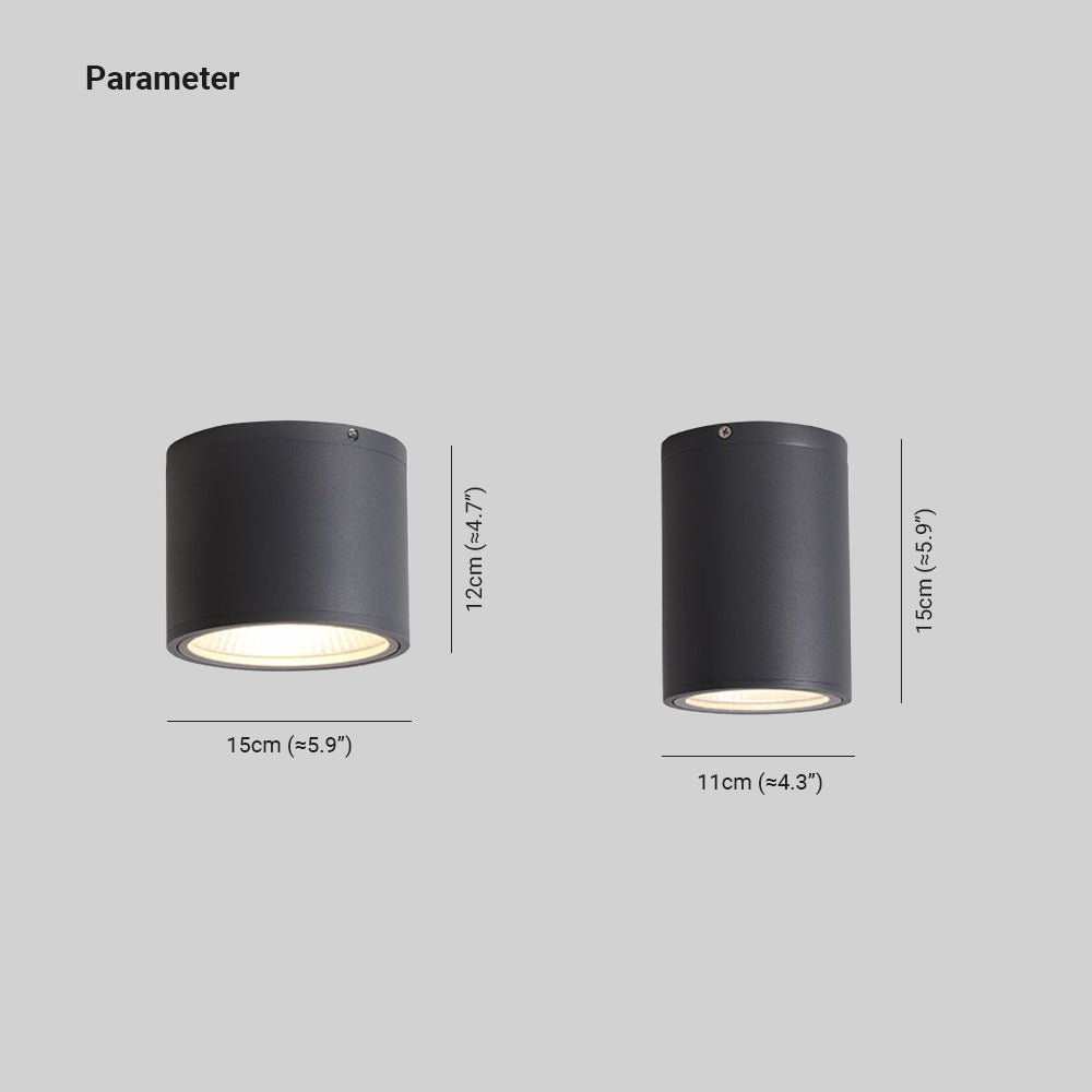 Rogiter Modern Black Cylindrical Flush Mount Ceiling Light Spotlight