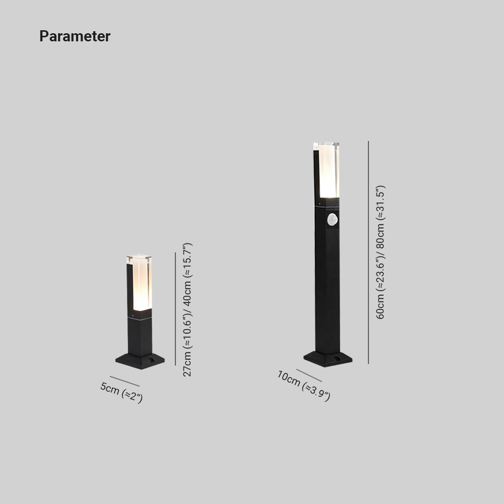 Vudutot Modern Metal Rectangular Outdoor Path Light With Sensor, Black
