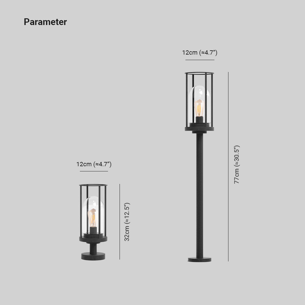 Vobodir Metal Cylindrical Lantern Shaped Solar Outdoor Path Light, Black