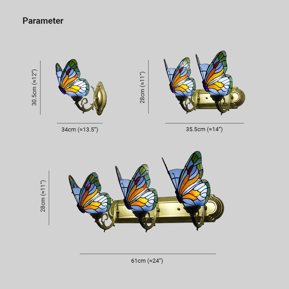 Josuket Artistic Butterfly Metal/Glass Lamps Wall, Red/Blue/Multi-Color/Light Blue
