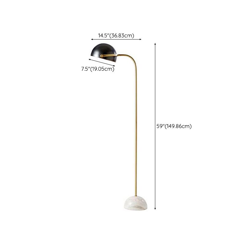 Dotetan Floor Lamp Semi Circular Retro/Minimalist, Metal/Marble, Black, Bedroom