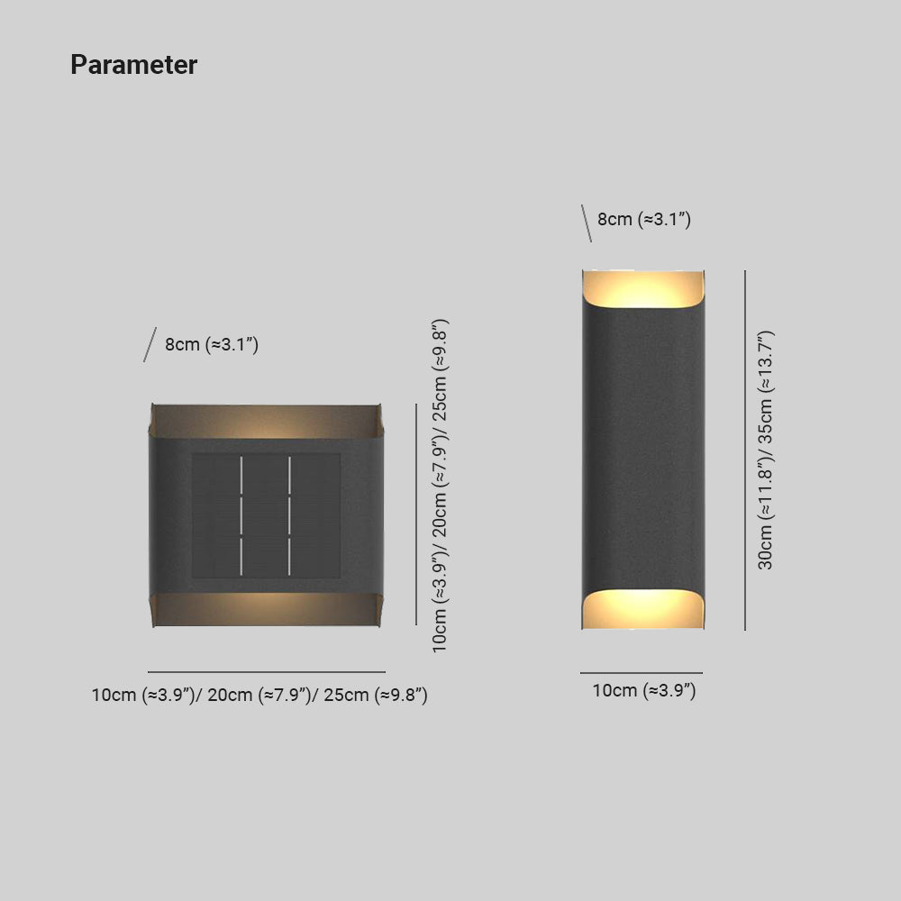 Jerisik Modern Solar Up Down Metal Outdoor Wall Lamp, Balck