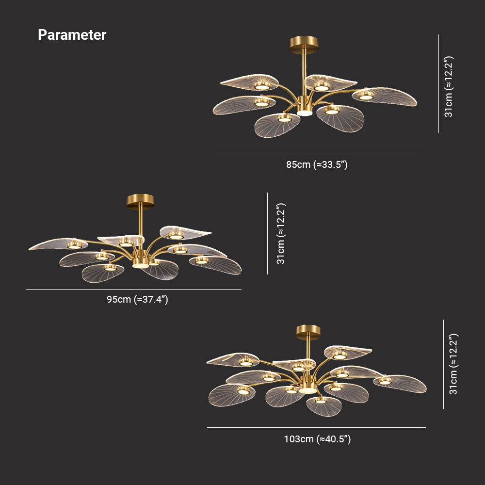 Lebirok Art Deco Leaf Metal/ Chandelier, Gold