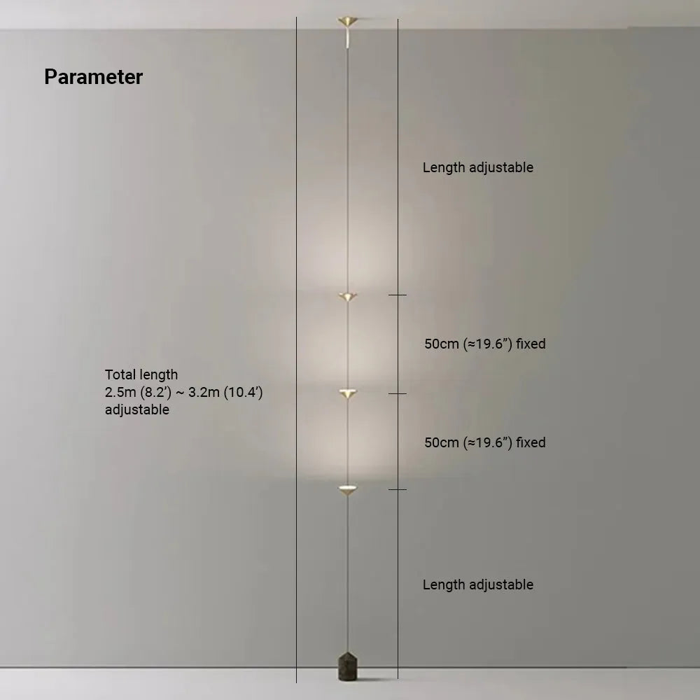 Ridotik Full-Length Minimalist Linear Floor Lamp, 3 Bulbs