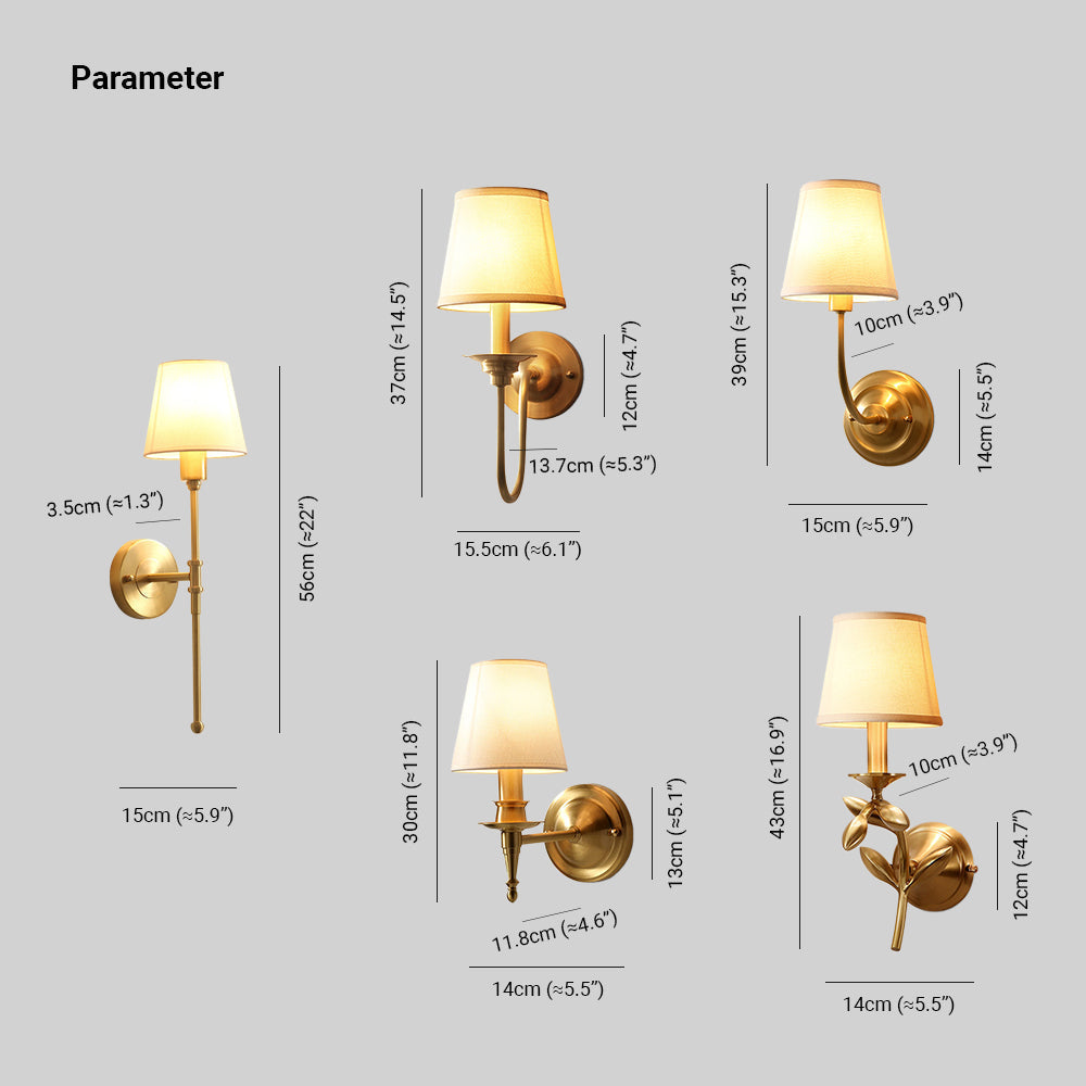 Busenet Vintage Rustic Lantern Fabric LED Wall Lamp, Gold