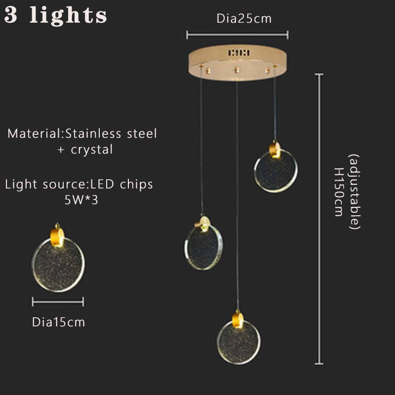 Devikir Luxury Circular Ripple Round Crystal Golden Chandelier