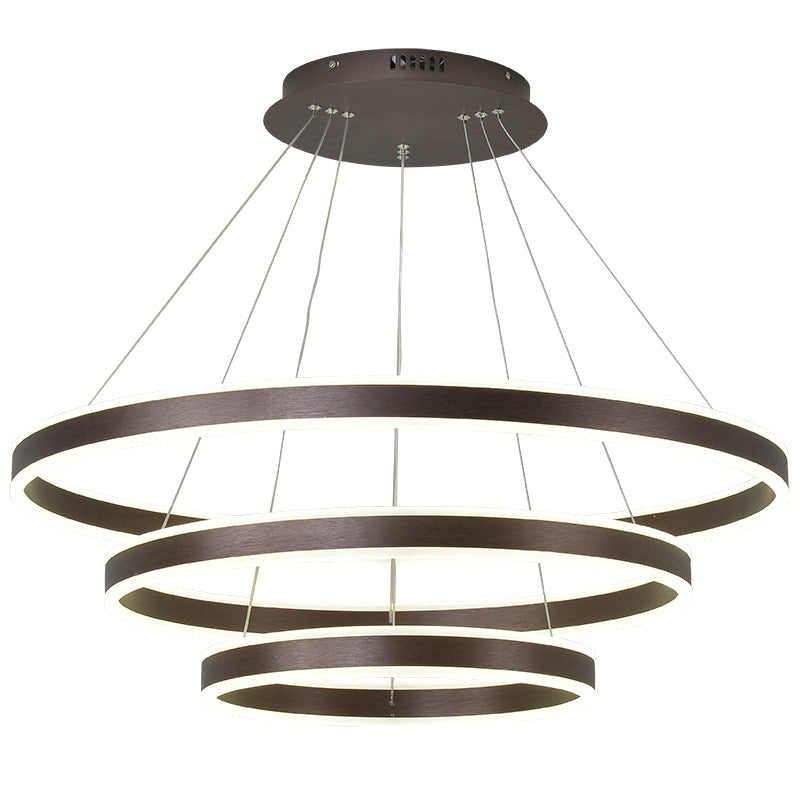 Huvusir Moderne Minimaliste Coffee LED Pendant Light, 3 Ring