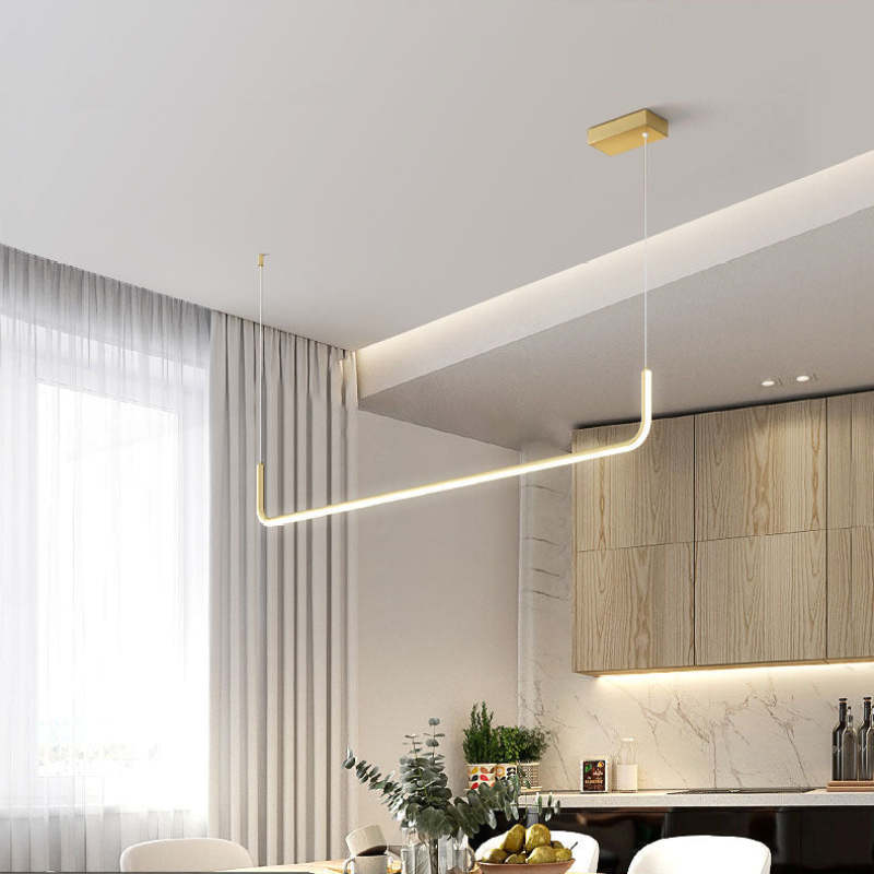 Sorev Modern Linear Pendant Light Double Frame, Black/Gold-Neutral Decor