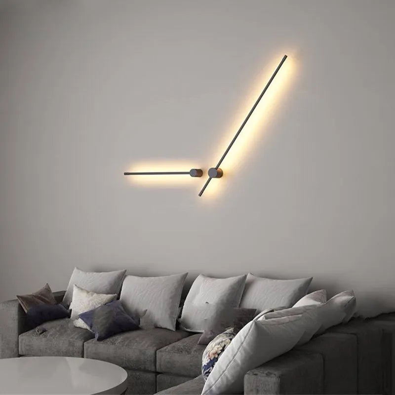 Ravel Minimalist Rotatable Linear Indoor Wall Lamp, Black-Neutral Decor