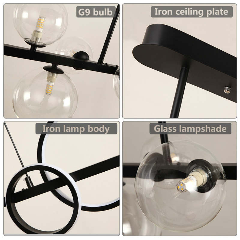 Nisupon Pendant Light Bubble Circle Modern Black/Gold, Bedroom