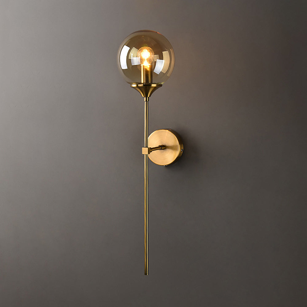 Bavitid Modern Globe Metal/Glass Wall Lamp, Gray/Amber/Clear/White