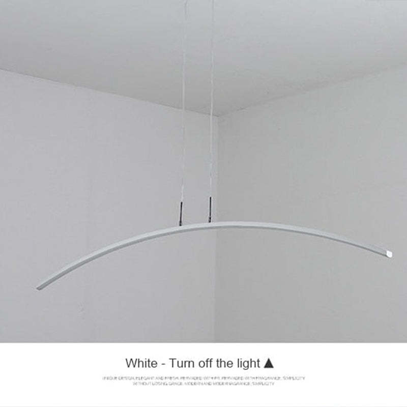 Rusenar Curved Linear Pendant Light for Dining Room, Black/White