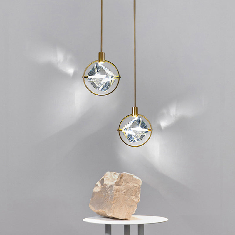 Samiror Modern Luxury Geometry Metal/Crystal Pendant Light, Gold