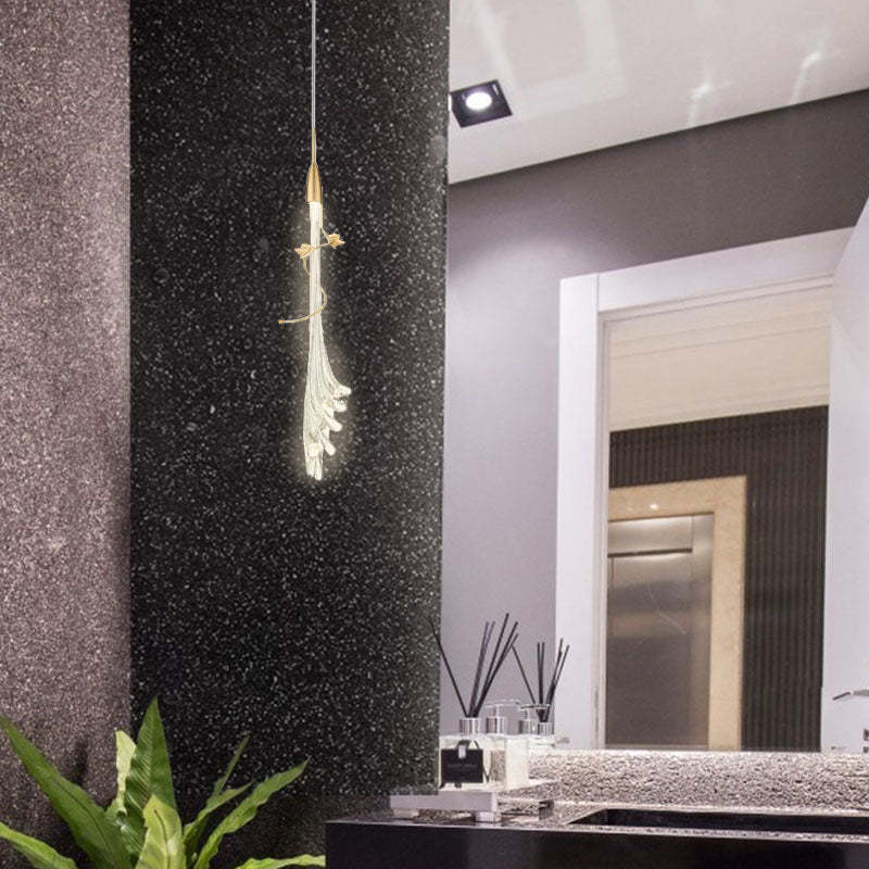 Norotad Elegant Flower Metal/Glass Pendant Light, Bedroom